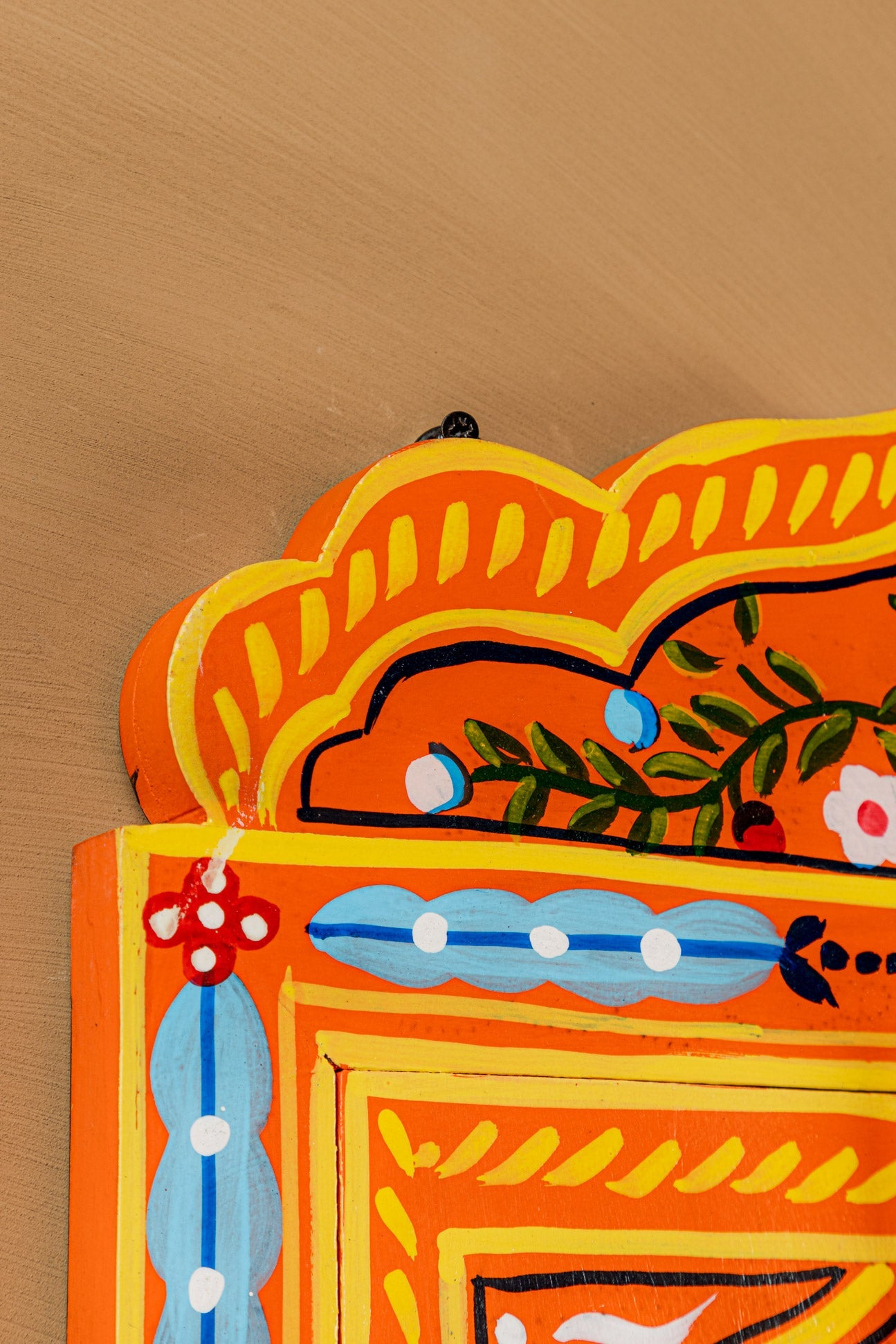Orange Hand Painted Window Mirror