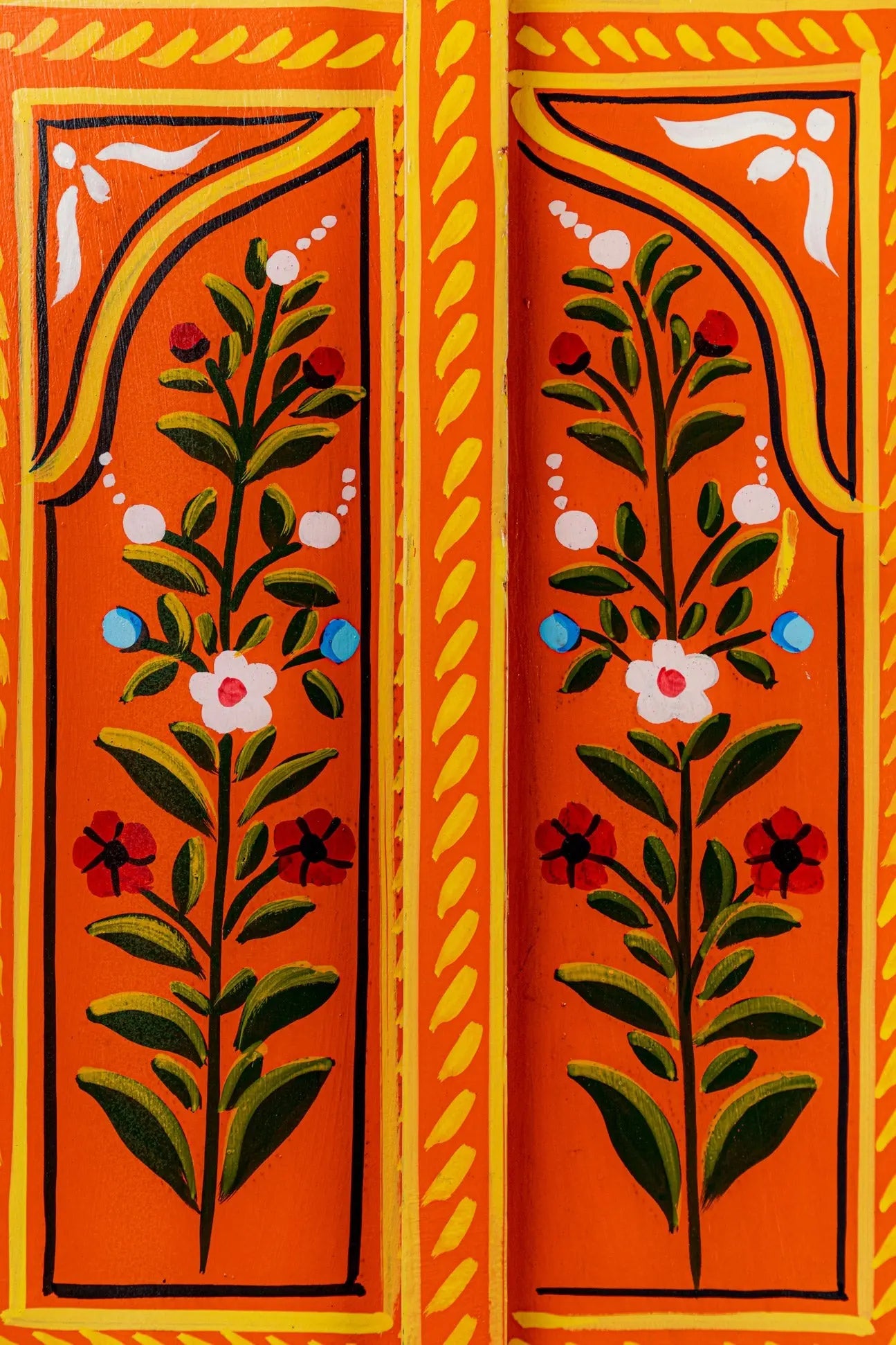Orange Hand Painted Window Mirror Mirror  Artistic Flourish jlhomedecor2021.myshopify.com