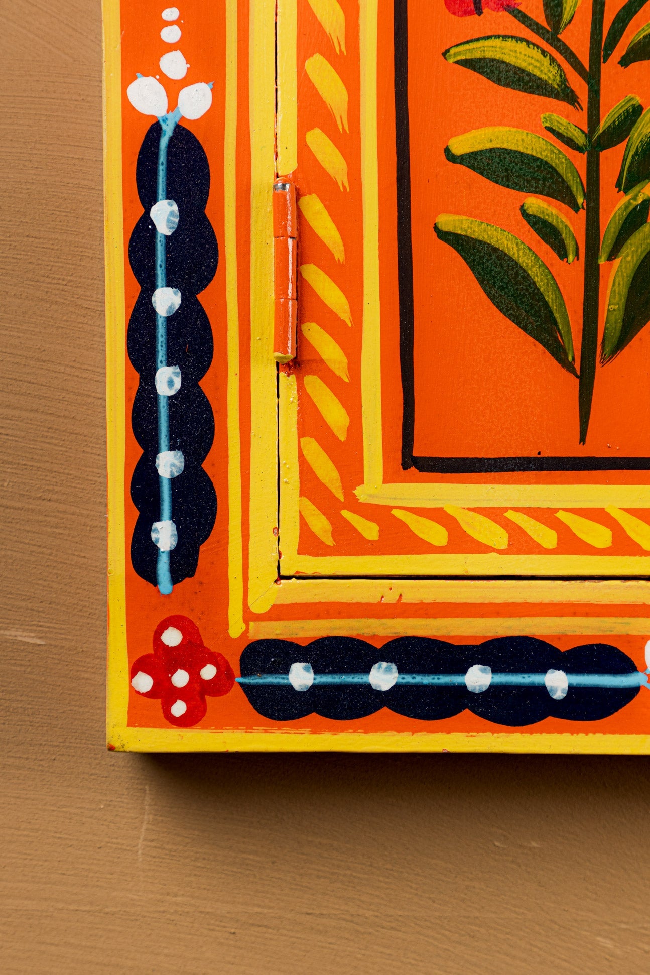 Orange Hand Painted Window Mirror