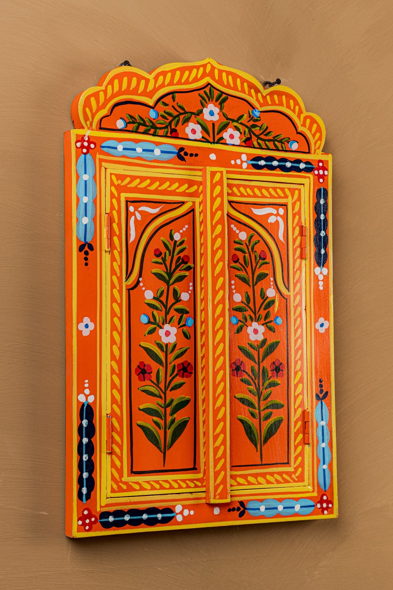 Orange Hand Painted Window Mirror