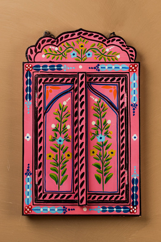 Pink Hand Painted Window Mirror