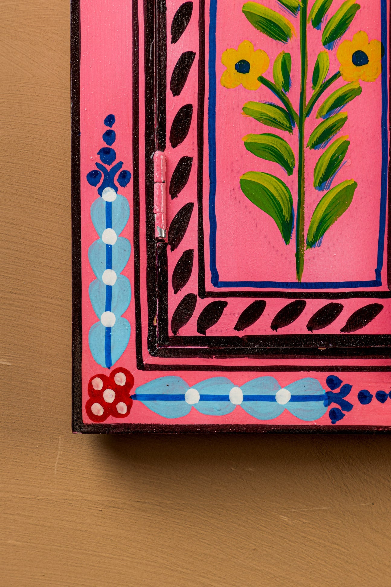 Pink Hand Painted Window Mirror