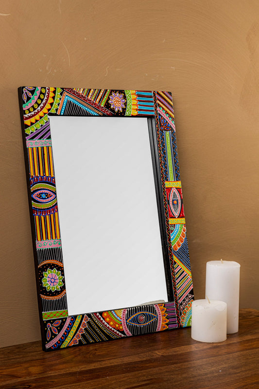 Hand Painted Mirror With Mehandi Work