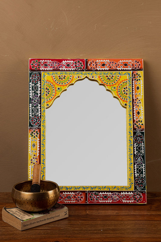 Indian Hand Painted Mandir Mirror