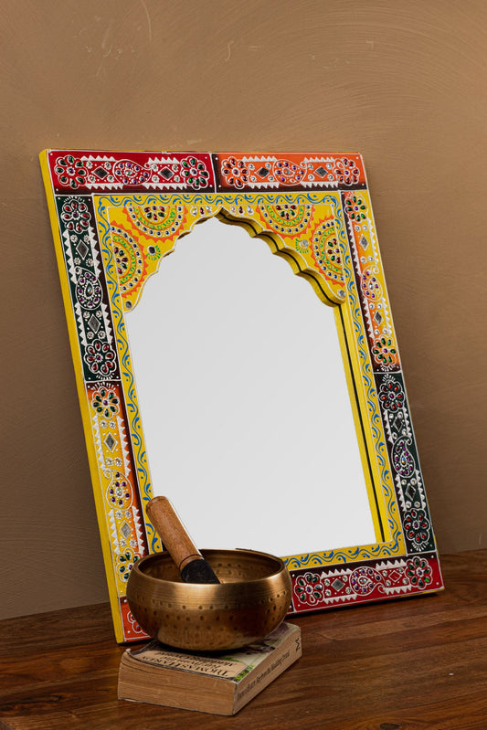 Indian Hand Painted Mandir Mirror