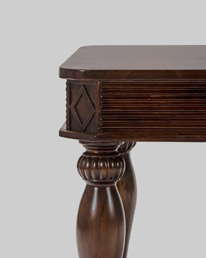 CinnaCurve Solid Mango Wood Round Side Table – Stylish Cinnamon Brown Finish by J.L.HOME DECOR