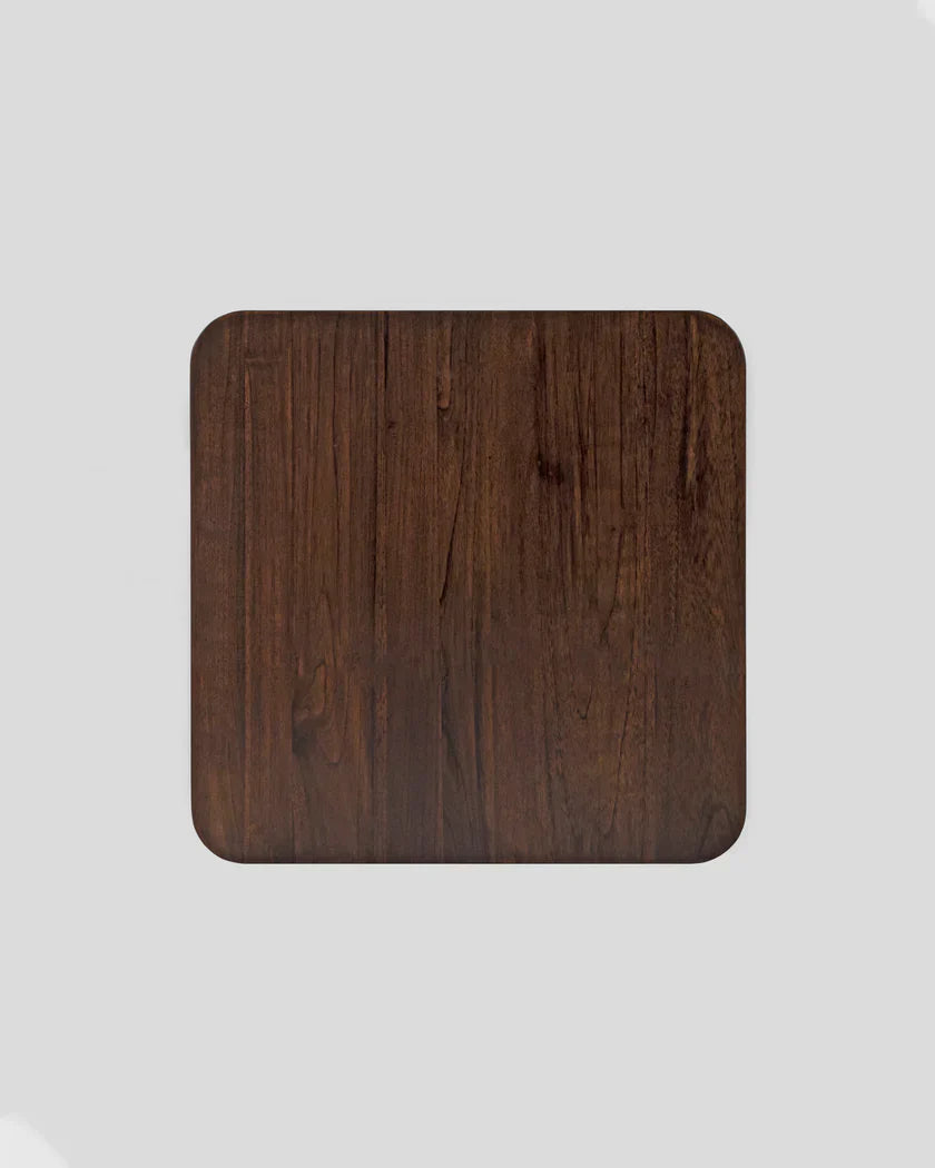 CinnaCurve Solid Mango Wood Round Side Table – Stylish Cinnamon Brown Finish by J.L.HOME DECOR
