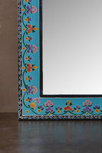 Aqua Mandir Wooden Mirror with Mehandi Work