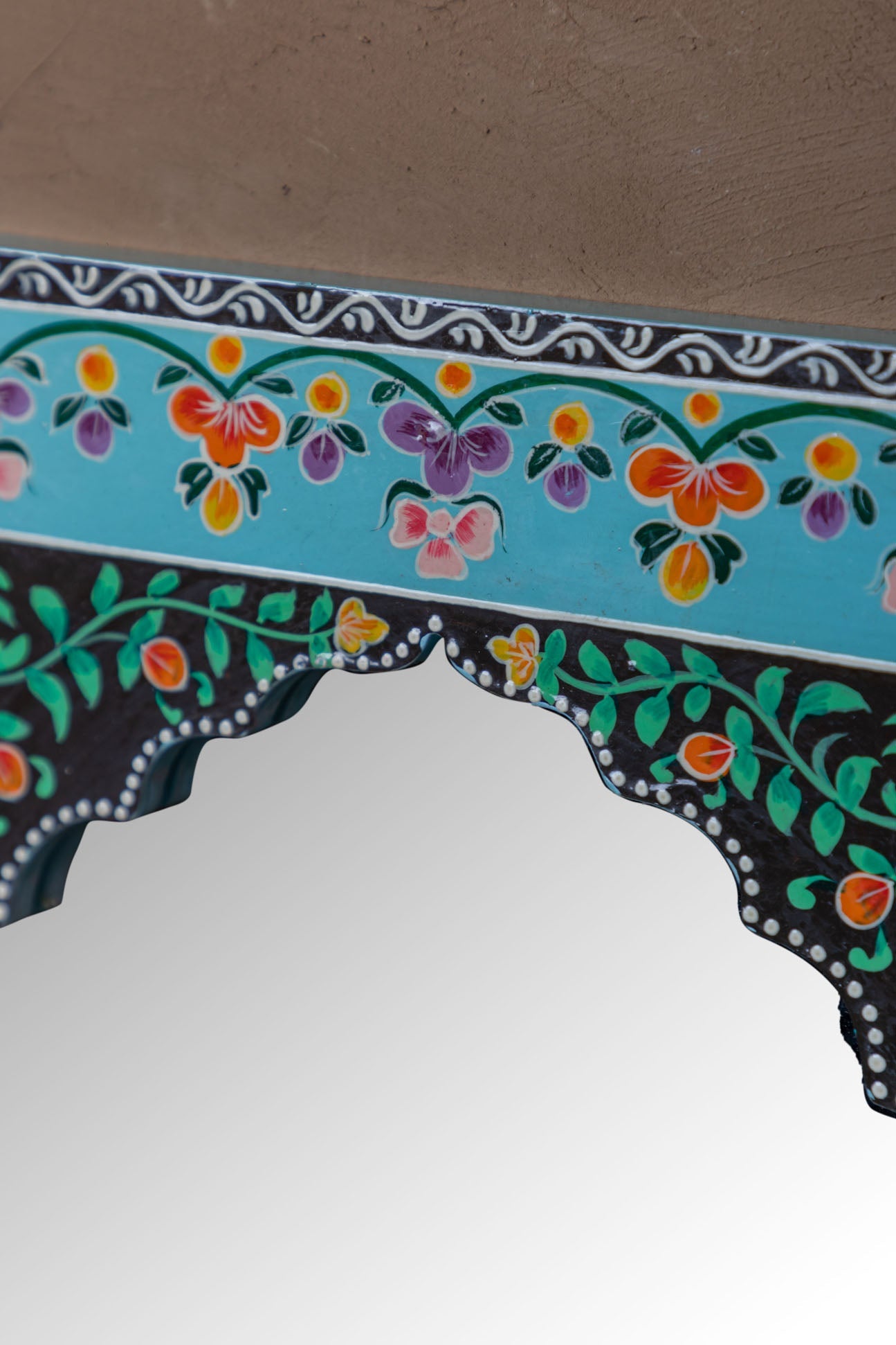 Aqua Mandir Wooden Mirror with Mehandi Work