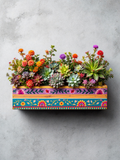 Handpainted wall mounted planters outdoor  | plant wall decor |wall planters for living room 80x15x20 Cms