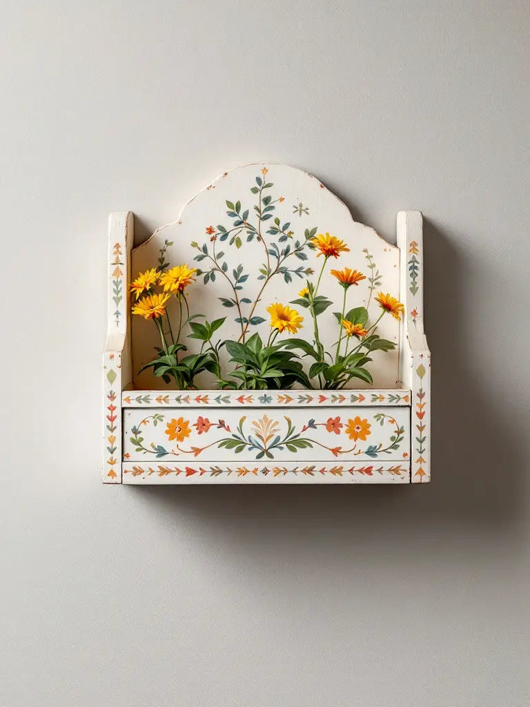 Handpainted Wooden Wall Hanging Planter  | plant wall decor | wall hanging plant pots 40x40 Cms Planter  balcony wall decor​ handmade wall decor​ jlhomedecor2021.myshopify.com