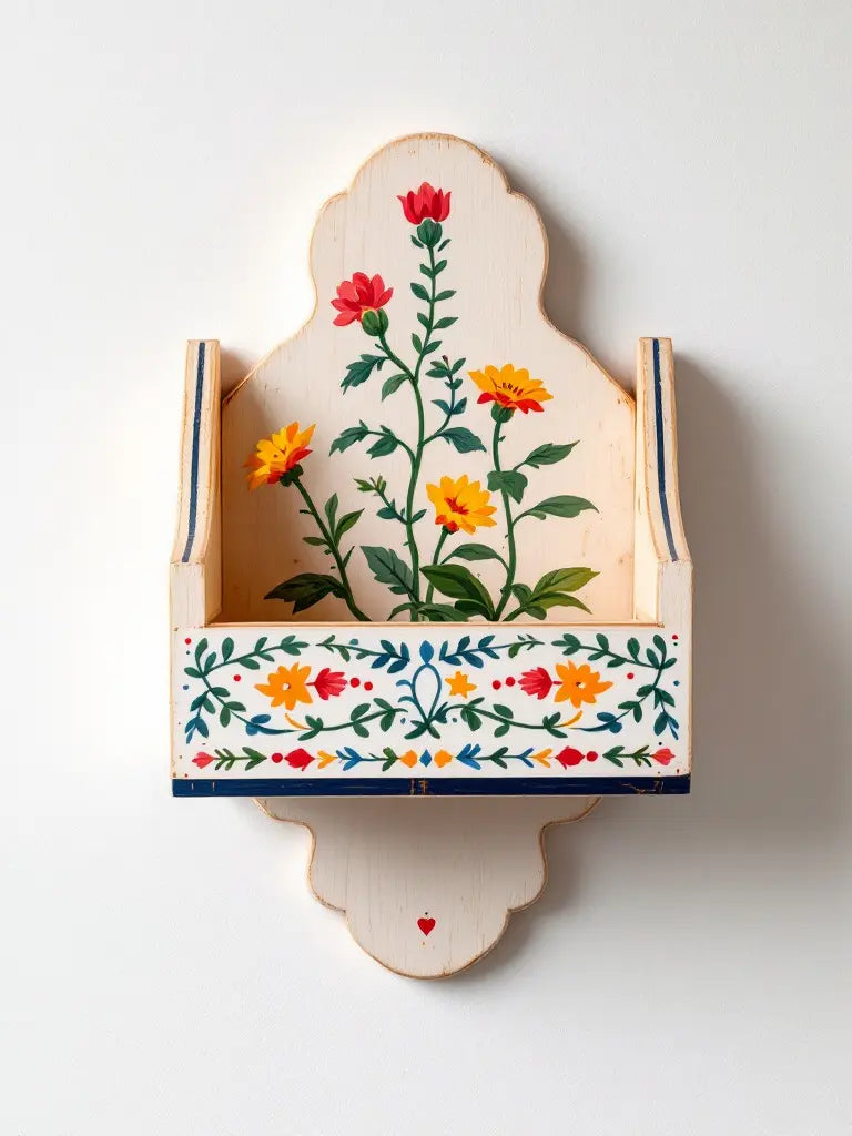 Handpainted wall mounted planters outdoor  wall hanging plant pots 40x30 Cms Planter  balcony wall decor​ handmade wall decor​ jlhomedecor2021.myshopify.com