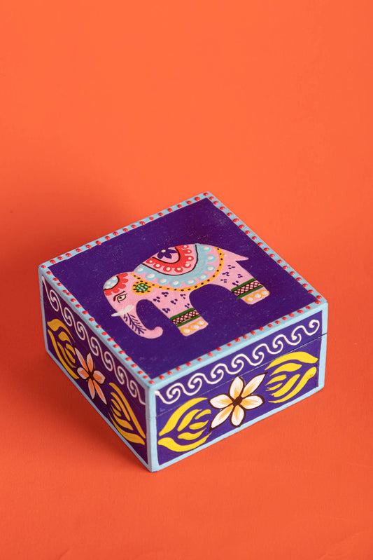 Elephant Hand Painted Box