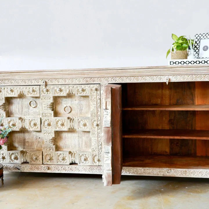 handmade buffet sideboard, mango wood sideboard, distressed sideboard, indian furniture, handcrafted sideboard, solid wood buffet, rustic sideboard