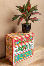 Traditional Floral Hand Painted Wooden Chest with 3 Drawers - Timeless Elegance and Functional Storage
