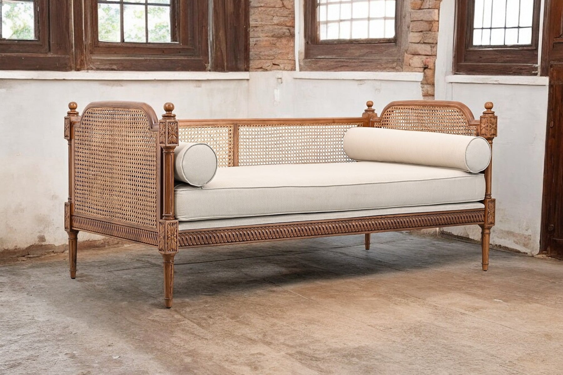 Cane Divan CARVED CANE SOFA – J.L.HOME DECOR