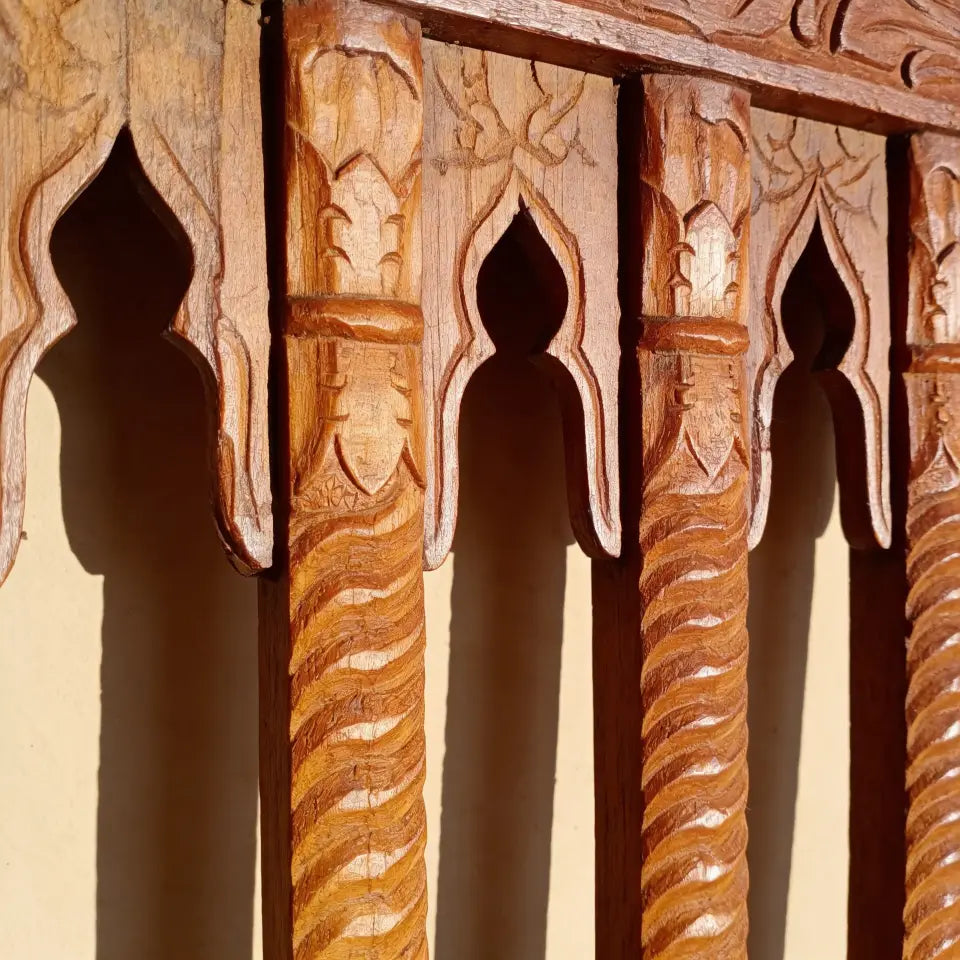 Hand Carved Wooden Wall Panel | Wood Wall Decor – Indian Floral Art Design, Mango Wood, 65x71 cm, Walnut Finish