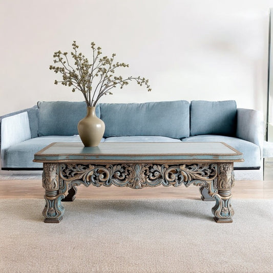 Carved Coffee Table | designer table | vintage table | antique wood table