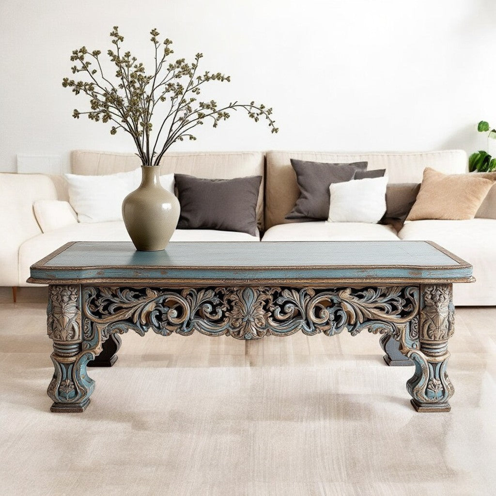 Carved Coffee Table | designer table | vintage table | antique wood table