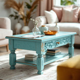 Blue Carved vintage Coffee table