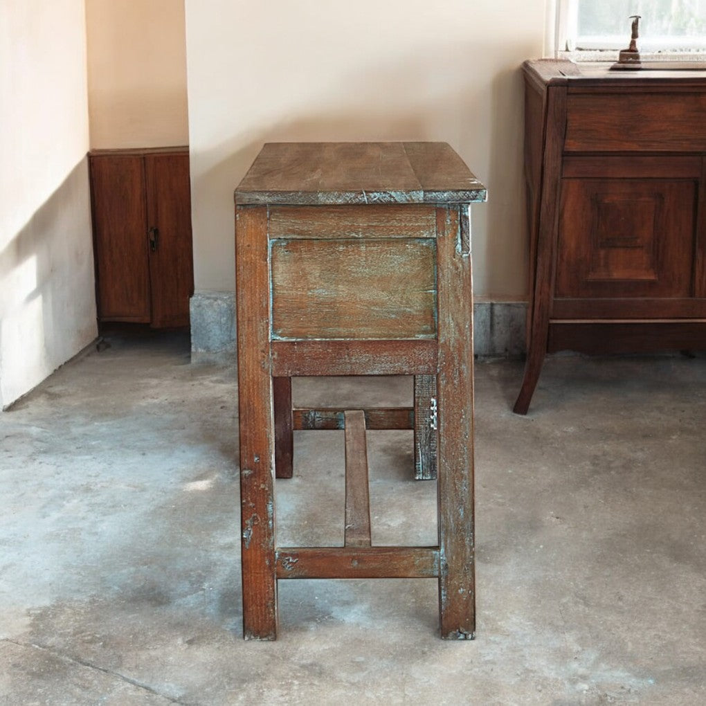Hand-Carved Console Table – Solid Mango Wood Hallway Table with Drawers | J.L.HOME DECOR