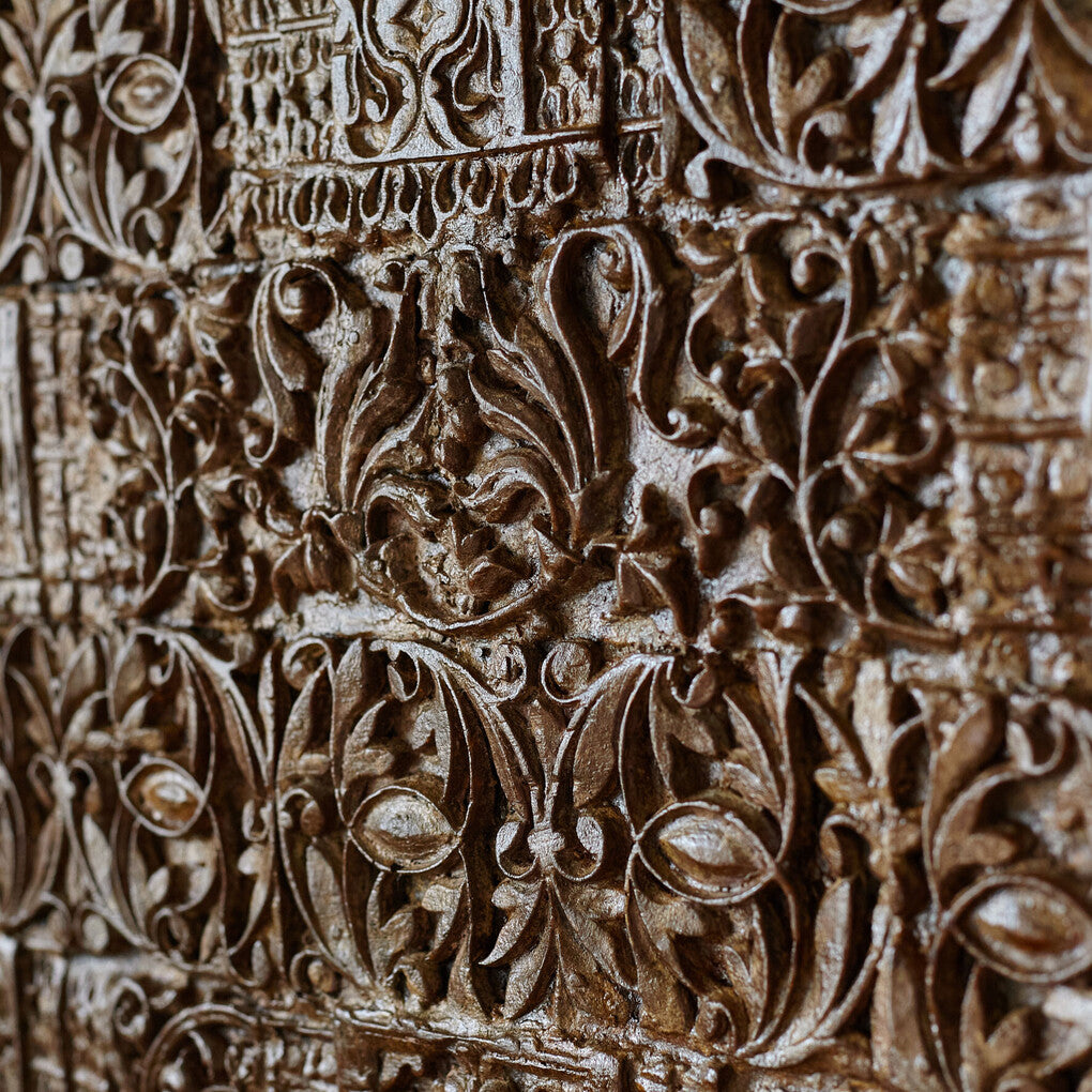 Handmade Wooden Carved Panel – Antique Wall Decor for Living Room (90x90cm) | J.L.HOME DECOR