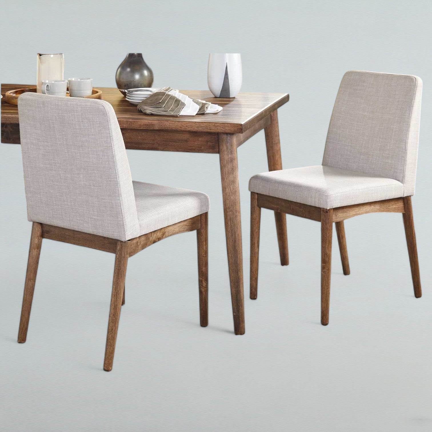 Wooden dining table and chairs perfect for family dinners and gatherings.
