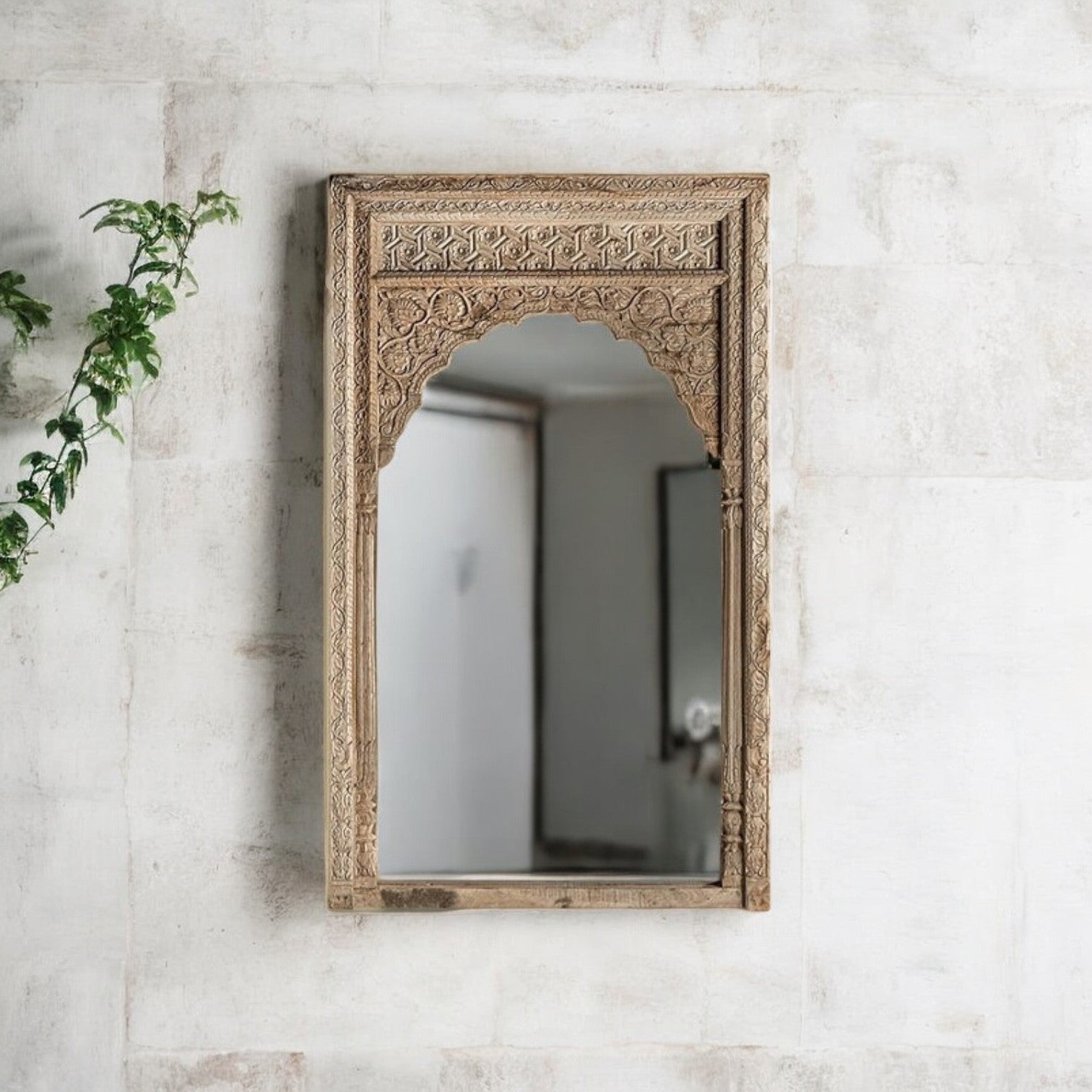 Carved Jharokha Wall Mirror | jharokha mirror | antique mirror wall | vintage mirror india | big vintage mirror | vintage full length mirror