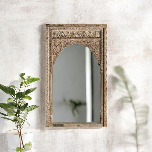 Carved Jharokha Wall Mirror | jharokha mirror | antique mirror wall | vintage mirror india | big vintage mirror | vintage full length mirror