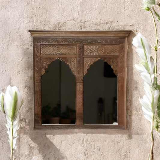 Jharokha Wall Mirror| Carved Jharokha Wall Mirror | jharokha mirror | antique mirror wall | vintage mirror india | big vintage mirror | vintage full length mirrors