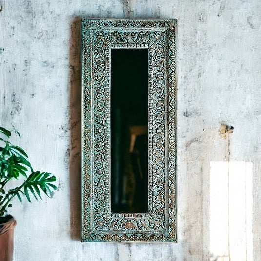 Long Rustic Mirror Long Rustic Wall Mirror Carved Jharokha Wall Mirror | Handmade wall ...