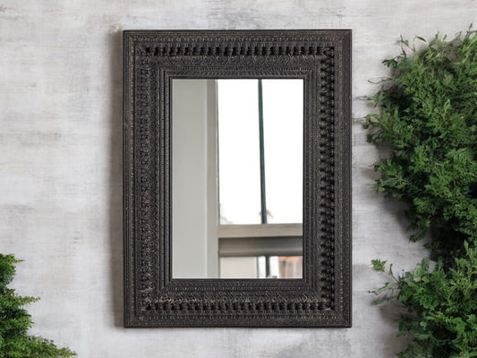 Black Wall Mirror | vintage mirror india | antique mirror frames| jharokha online | rajasthani jharokha | jharokha mirror