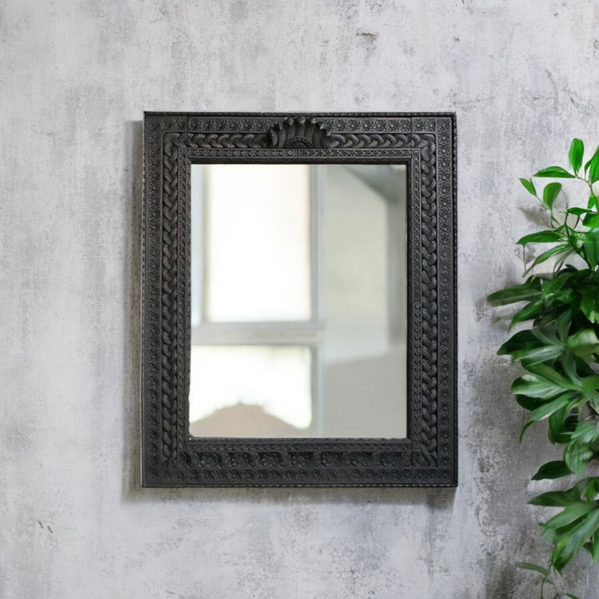 Black Wall Mirror | vintage mirror india | antique mirror frames| jharokha online | rajasthani jharokha