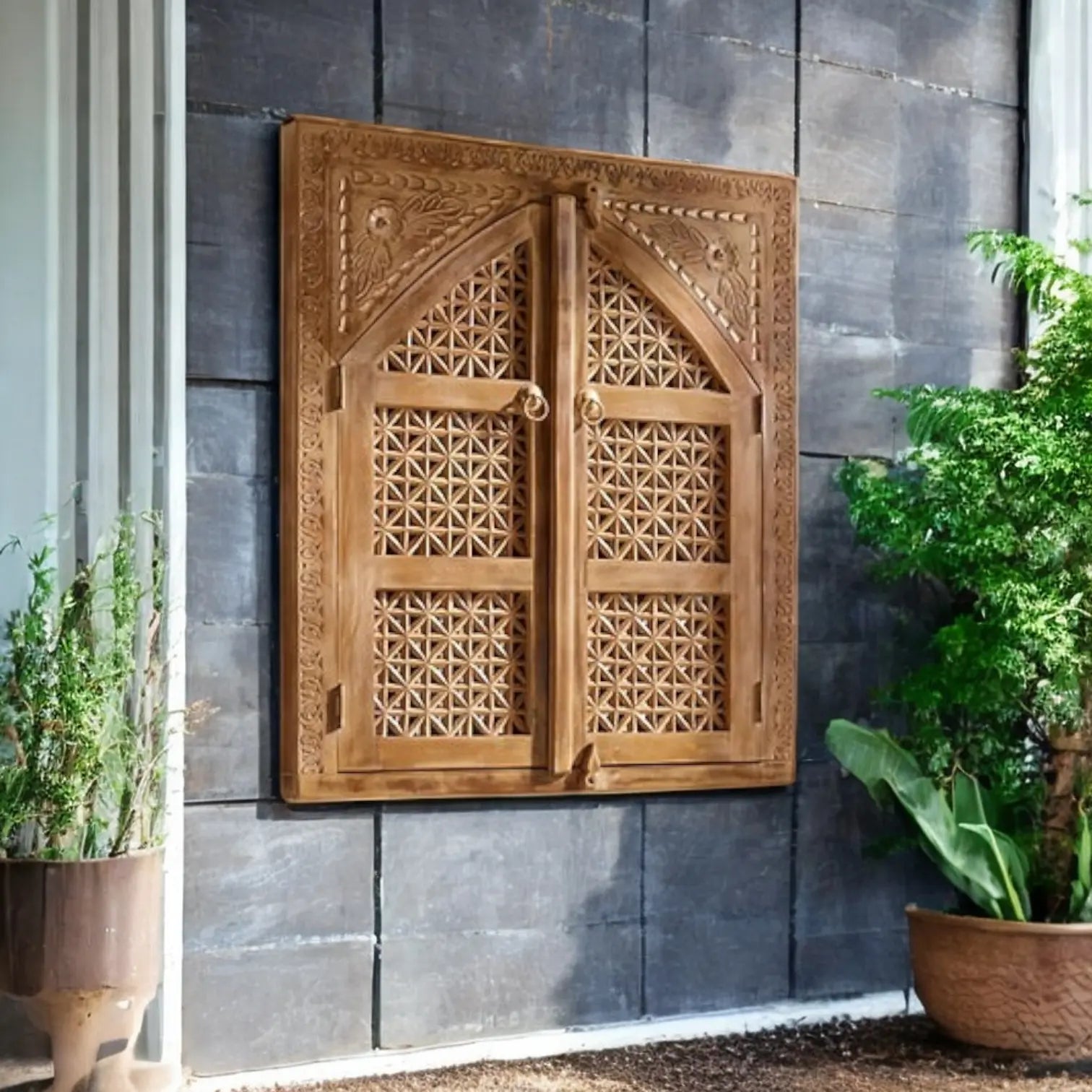 Carved Wall Panel | carved wood wall panel | Indian Jaali Wall Panel Headboard  bed head wall design jlhomedecor2021.myshopify.com