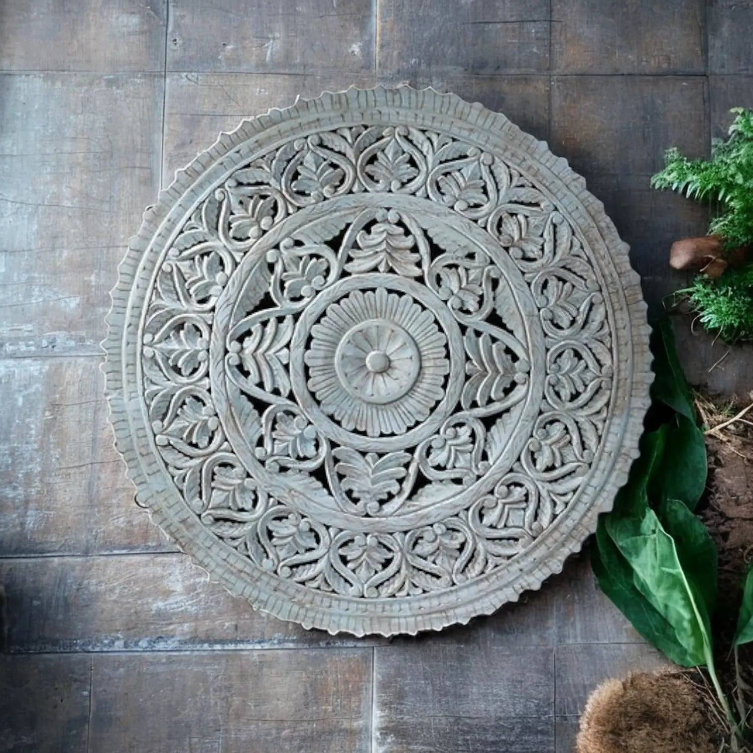 Round Carved Wall Panel | carved wood wall panel | wooden headboard designs Headboard  bed head wall design jlhomedecor2021.myshopify.com