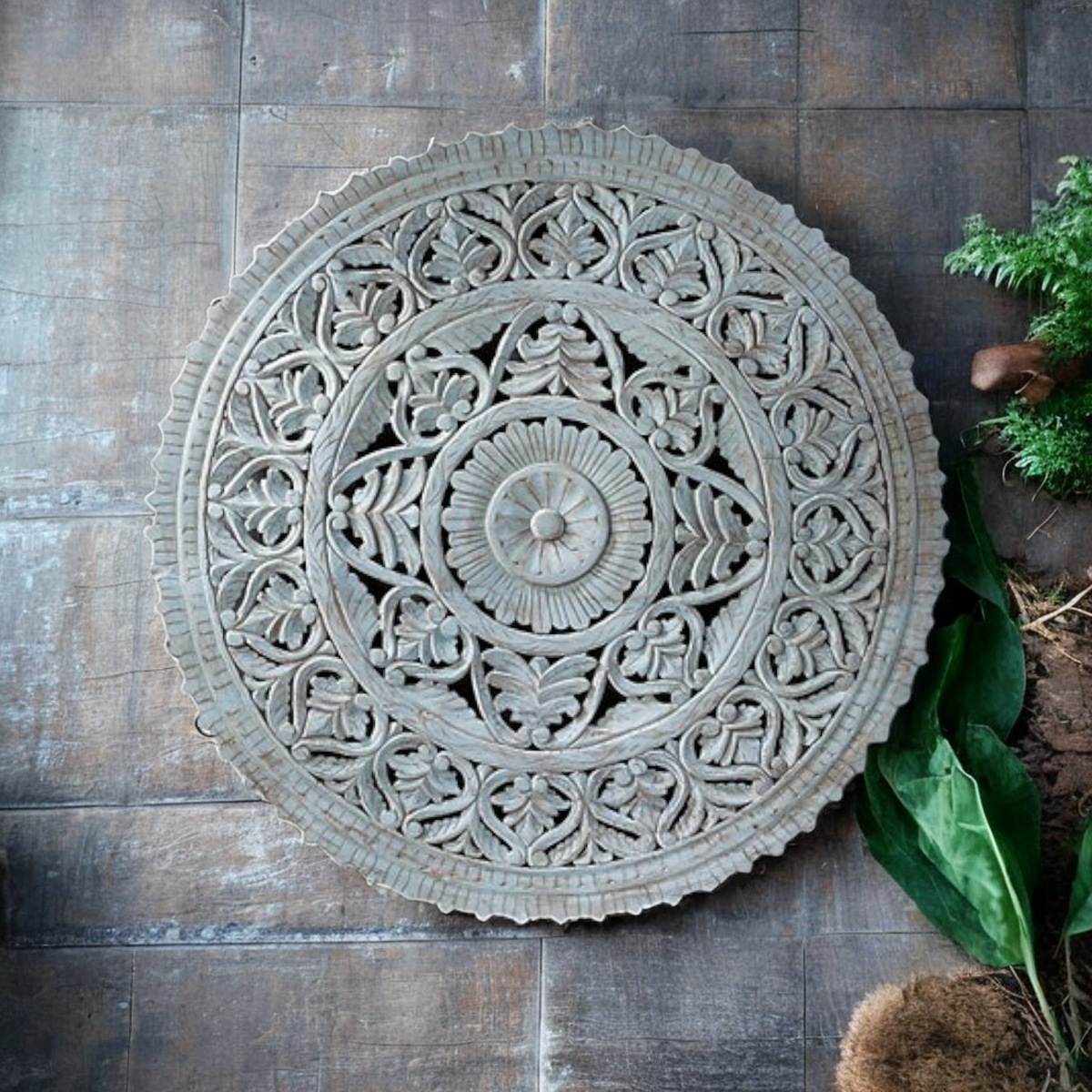 Round Carved Wall Panel | carved wood wall panel | wooden headboard designs