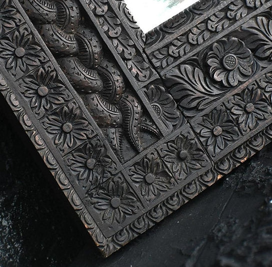 Black Wall Mirror | vintage mirror india | antique mirror frames| jharokha online | rajasthani jharokha