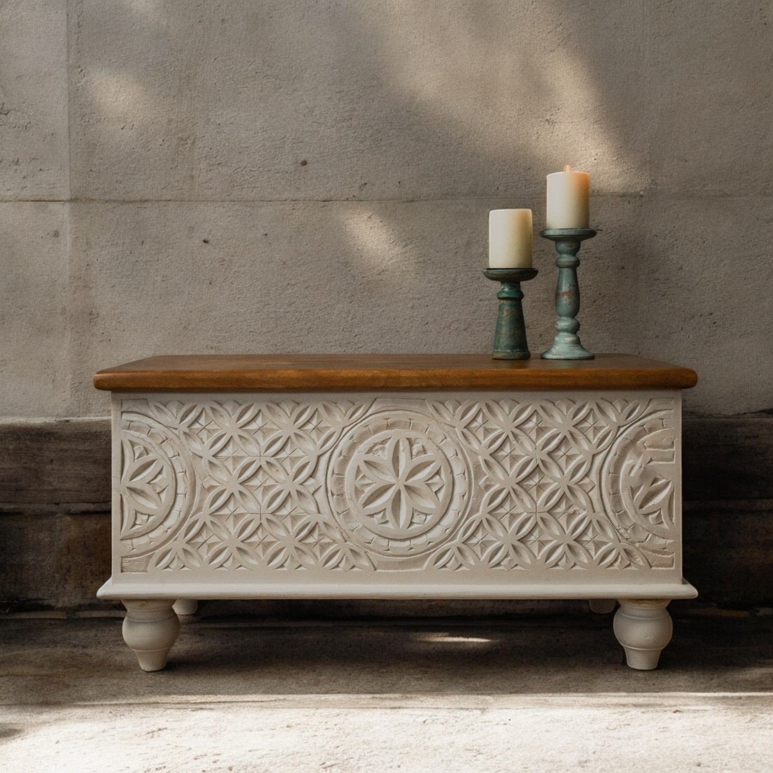 Decorative Wooden Chest - Rustic Mango Wood Storage Trunk