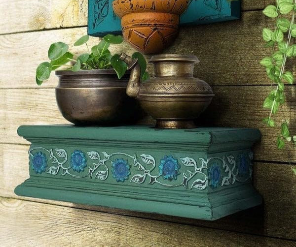 Handcarved Mango Wood Wall Shelf – Exquisite Jharokha Wall Decor for Modern & Rustic Spaces