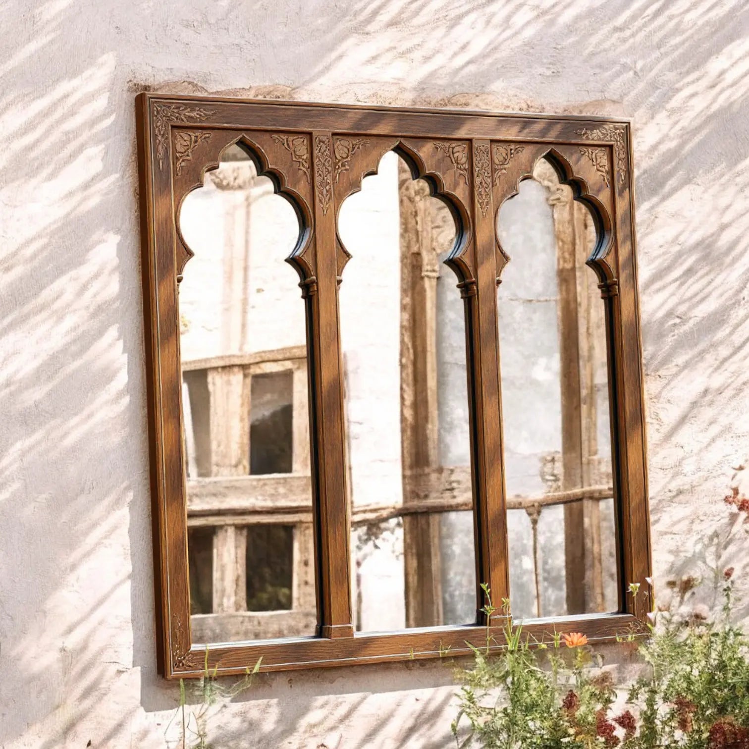 Large Wooden Jharokha Mirror - Antique Wall Mirror with Carved Frame for Living Room Decor Mirror  aesthetic wall decor​ jlhomedecor2021.myshopify.com