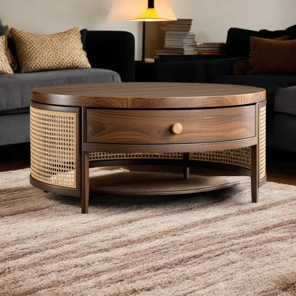 Round center table Coffee Tables  Acacia coffee table jlhomedecor2021.myshopify.com