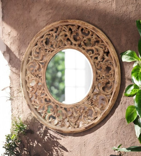 Round Jharokha wall decor | big vintage mirror | vintage mirror | antique mirror | aesthetic wall Decorative