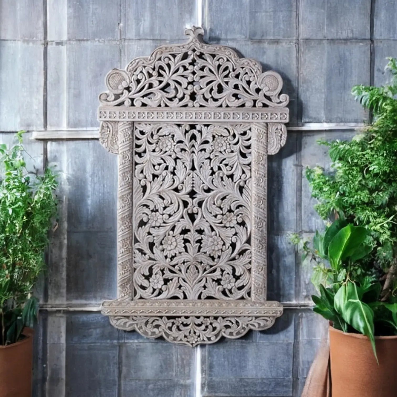 Carved Wall Panel | bedroom wall panel | Wooden Jaali Wall Panel Headboard  bed head wall design jlhomedecor2021.myshopify.com