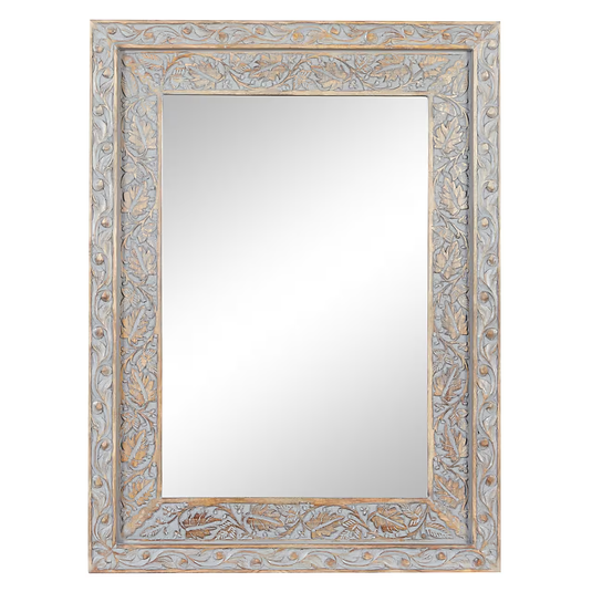 Floral Wooden Wall Mirror |Carved Jharokha Wall Mirror | Handmade wall decor| Antique Finish Wall Mirror | carved wood wall decor |  jharokha mirror | antique mirror wall | vintage mirror india | jharokha wall hanging | jharokha wall decor