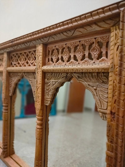Wood Jharokha Mirror|Jharokha Wall Mirror| Carved Jharokha Wall Mirror | jharokha mirror | antique mirror wall | vintage mirror india | big vintage mirror | vintage full length mirrors