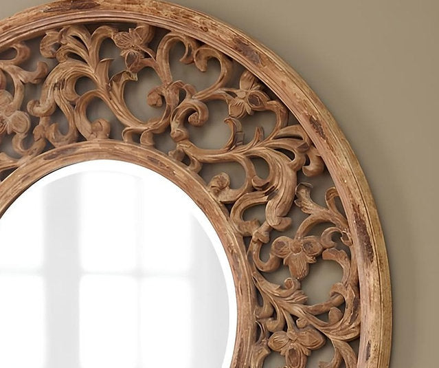 Round Jharokha wall decor | big vintage mirror | vintage mirror | antique mirror | aesthetic wall Decorative