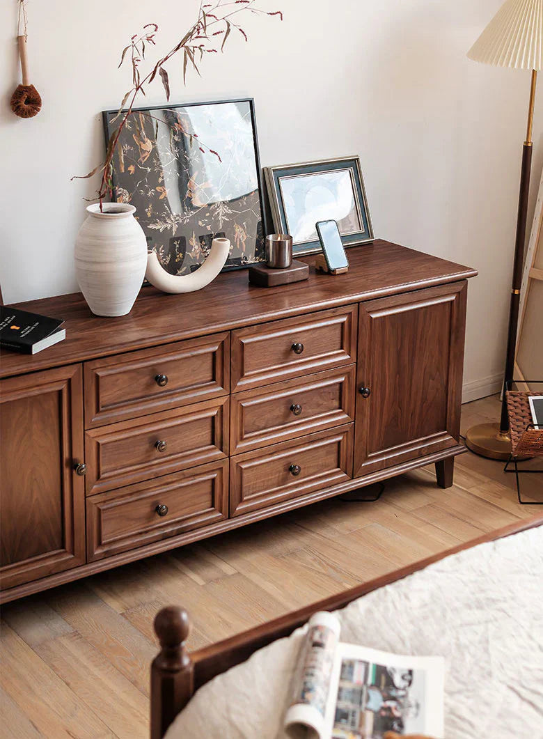 J.L.HOME DECOR Acacia Wood Sideboard | Handcrafted 6-Drawer & 2-Door Console | Multi-Size Storage