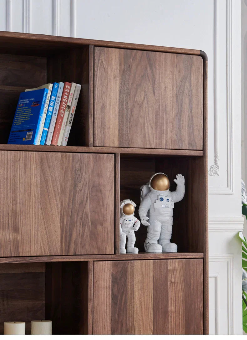 The Jaipur Modern Bookcase | Handcrafted Walnut Finish Storage Cabinet | 90x40x160cm
