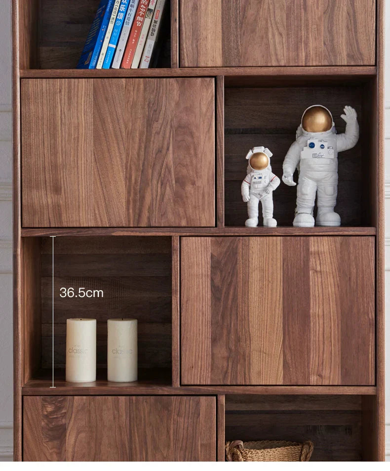 The Jaipur Modern Bookcase | Handcrafted Walnut Finish Storage Cabinet | 90x40x160cm