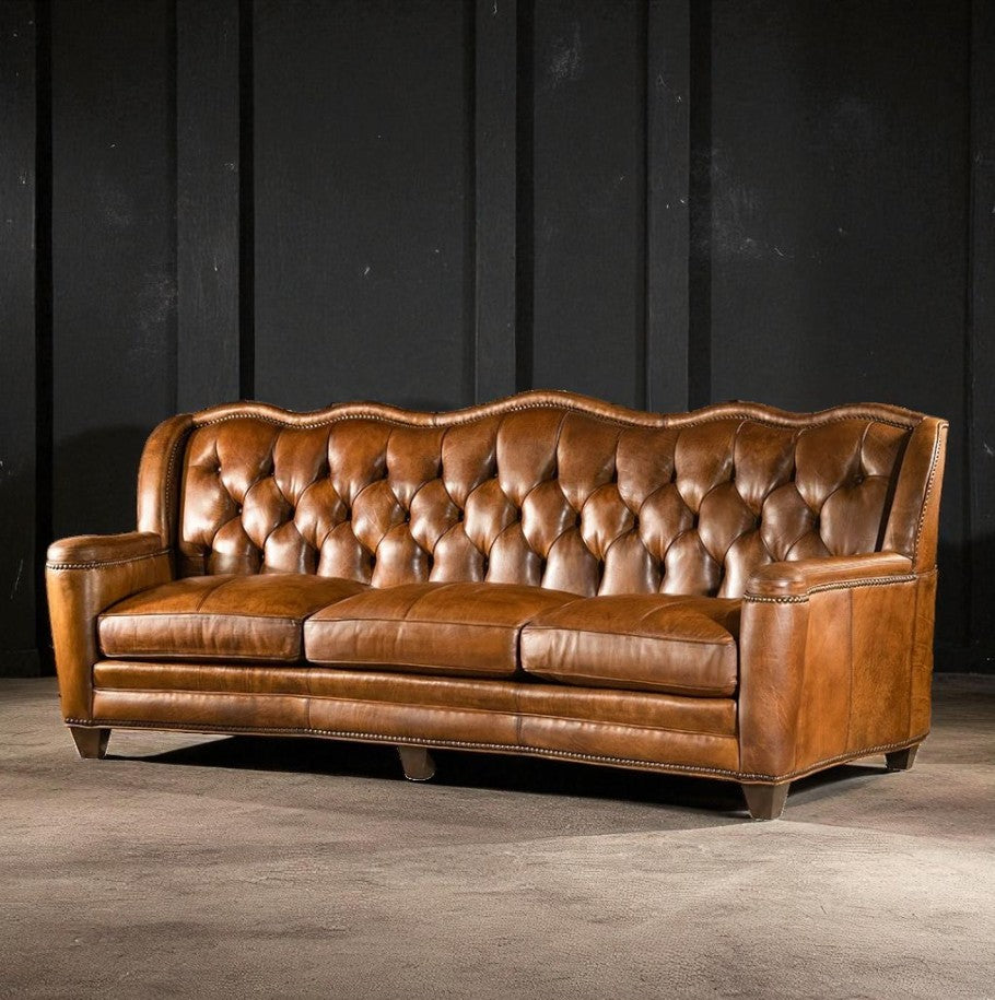 VersaMondo Buffalo Leather Sofa Bed – Convertible 3-Seater by J.L.HOME DECOR
